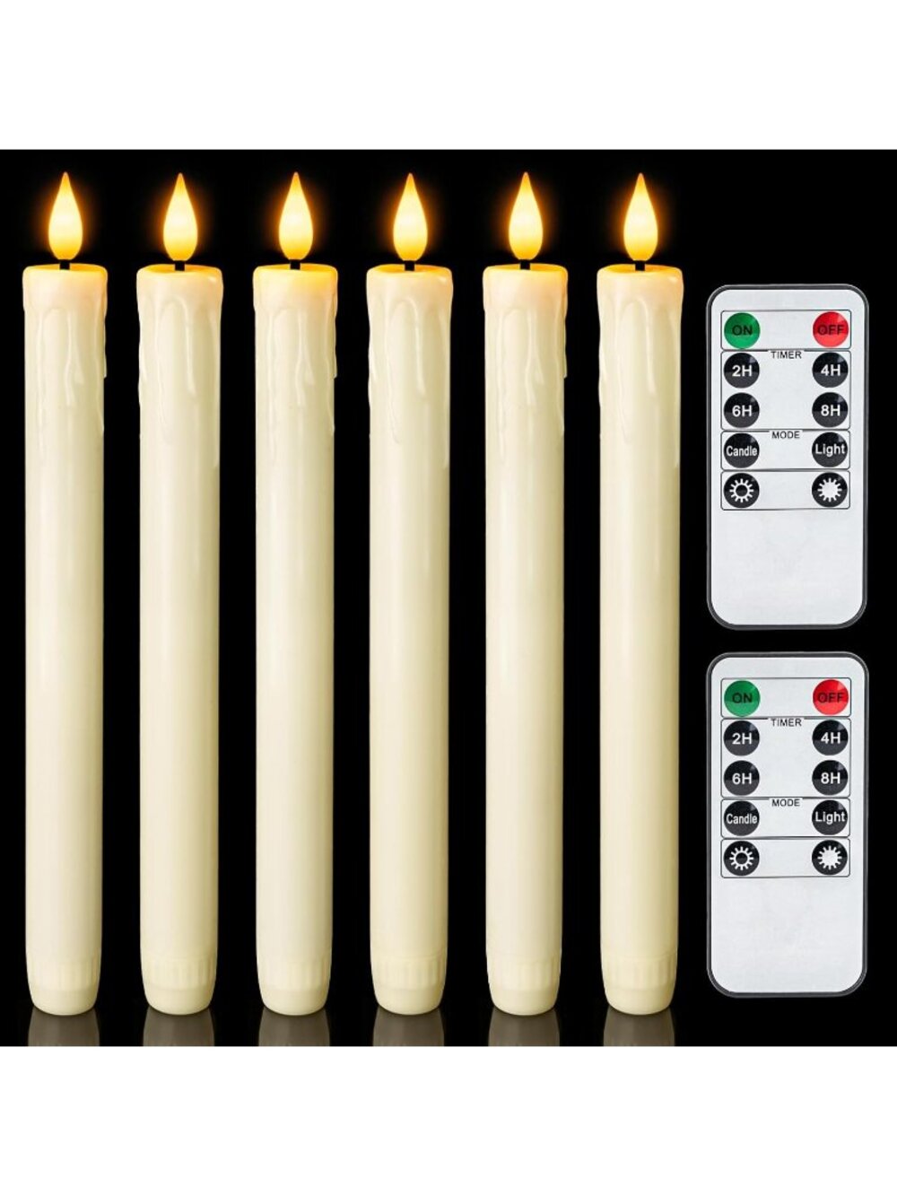 New Real Wax LED Flameless Taper Candles with Remote Time